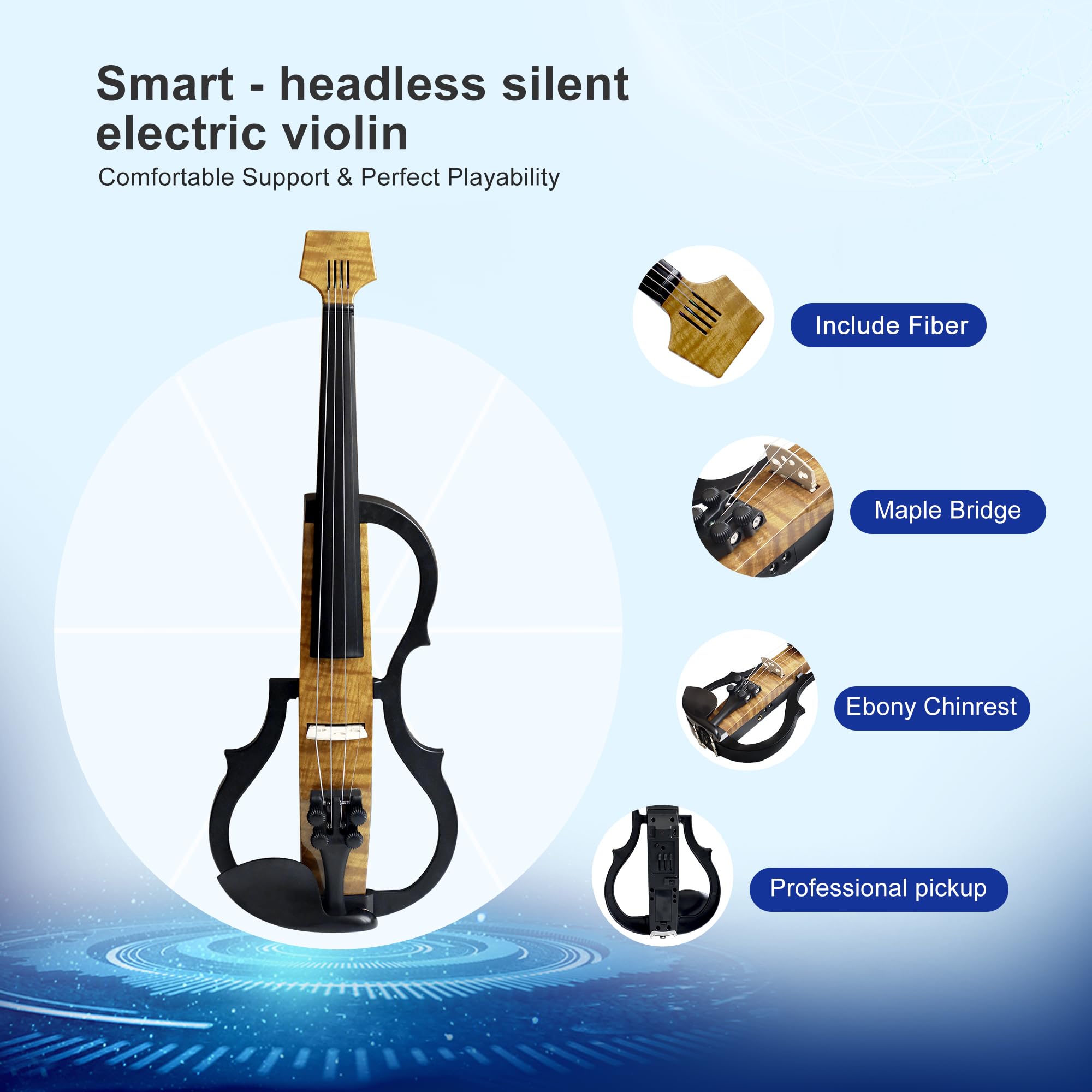 Amazon.com: Premium Carbon Fiber Electric Violin Full Size 4