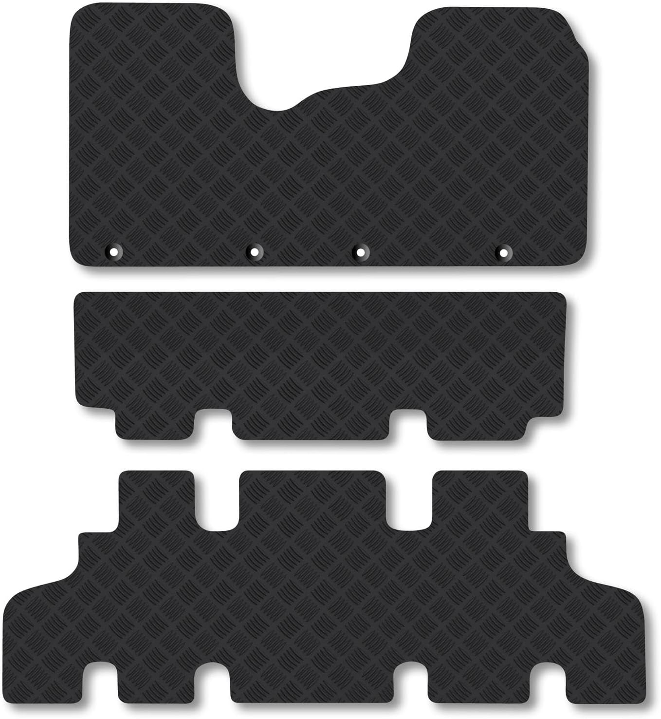 Renault Trafic (2014+) [Minibus] Rubber Van Mats Accessories Tailored Fit Compatible Accessory Waterproof Protection Non-Slip Car Floor Mats 3mm Thick Full Coverage Durable Coverage with Clips