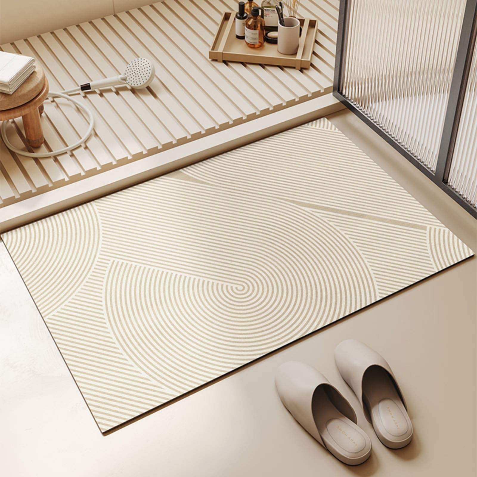 Tapis de bain antidérapant en caoutchouc avec imprimé géométrique moderne 40x60