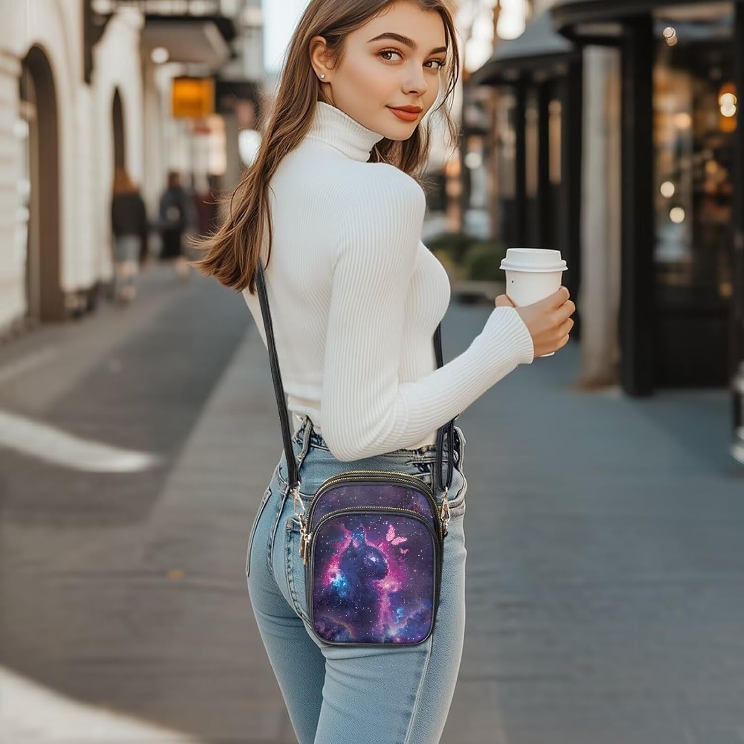 GIFTPUZZ Soft Leather Crossbody Purses with Adjustable Strap and Three Zipper Pockets for Women Ladies Medium Size