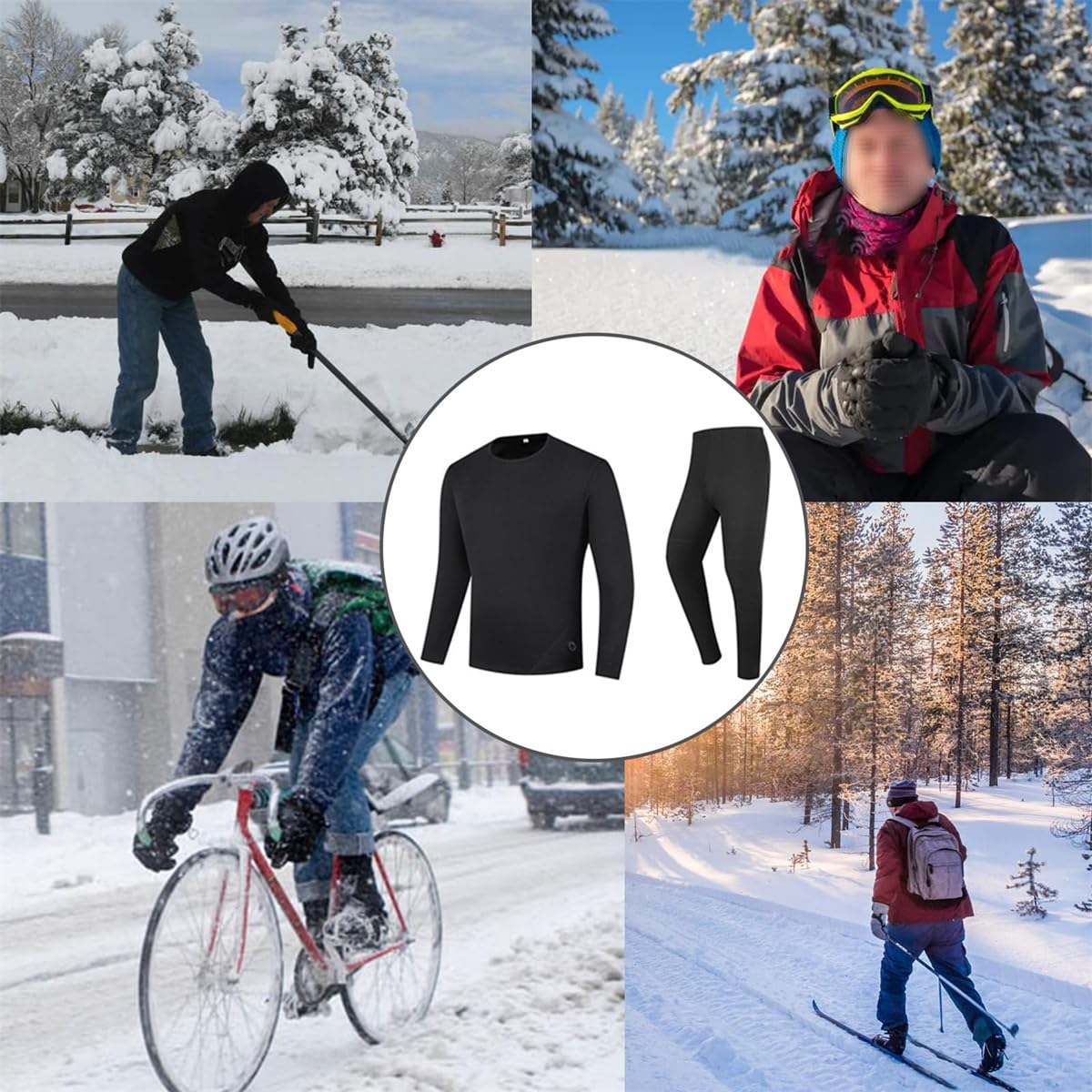 Conjunto de Ropa Interior térmica para Hombre con 13 Zonas de calefacción, Control de Temperatura Inteligente por USB, Camiseta y Pantalones Largos para Esquiar.