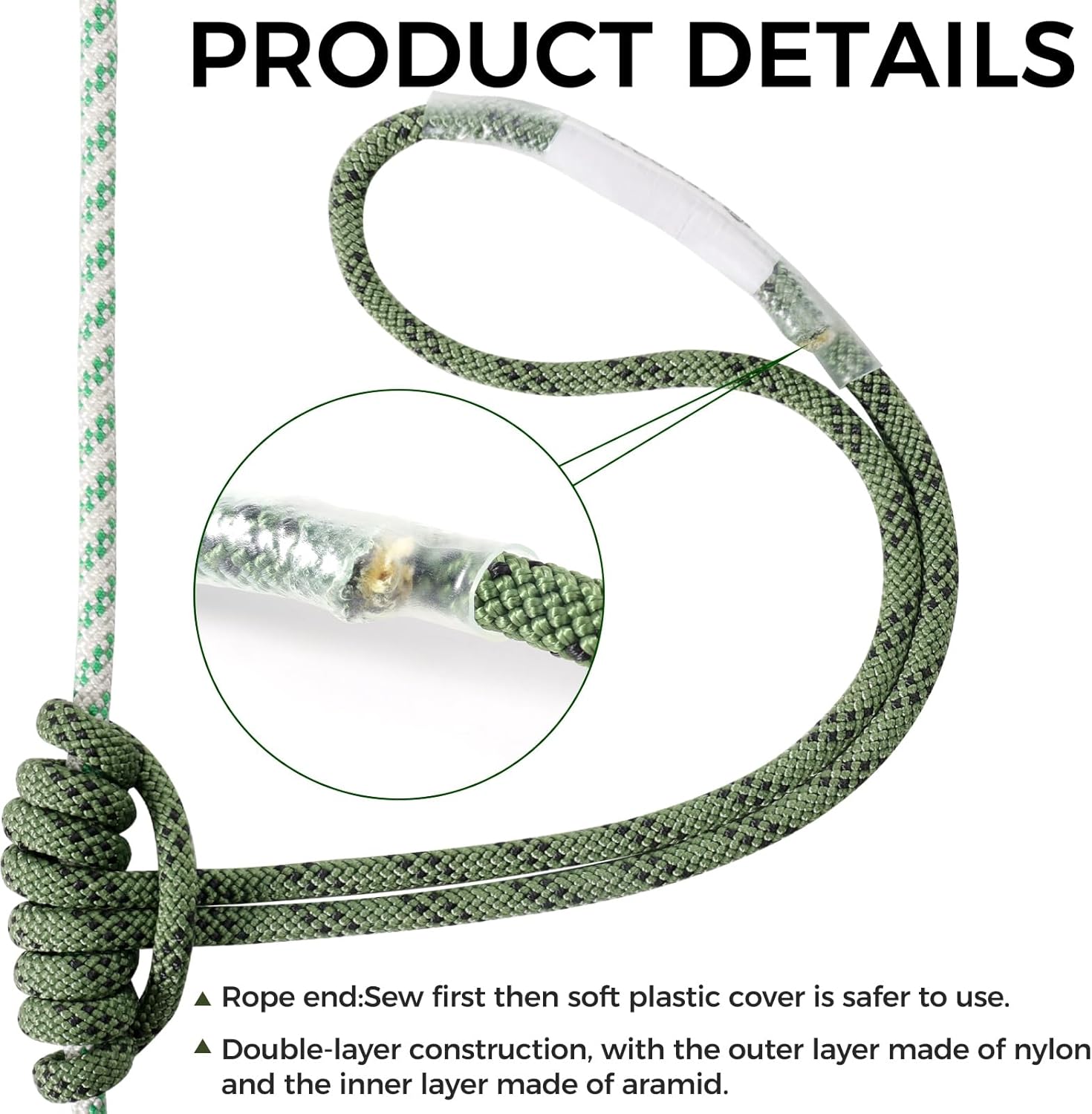 Climbing 1/4" Prusik Cord Pre-Sewn 47in Heat Resistant Aramid-Nylon Hybrid 12kN Prusik Loop for Climbing Arborist Rescue Mountaineering Outdoor (2 Pack)