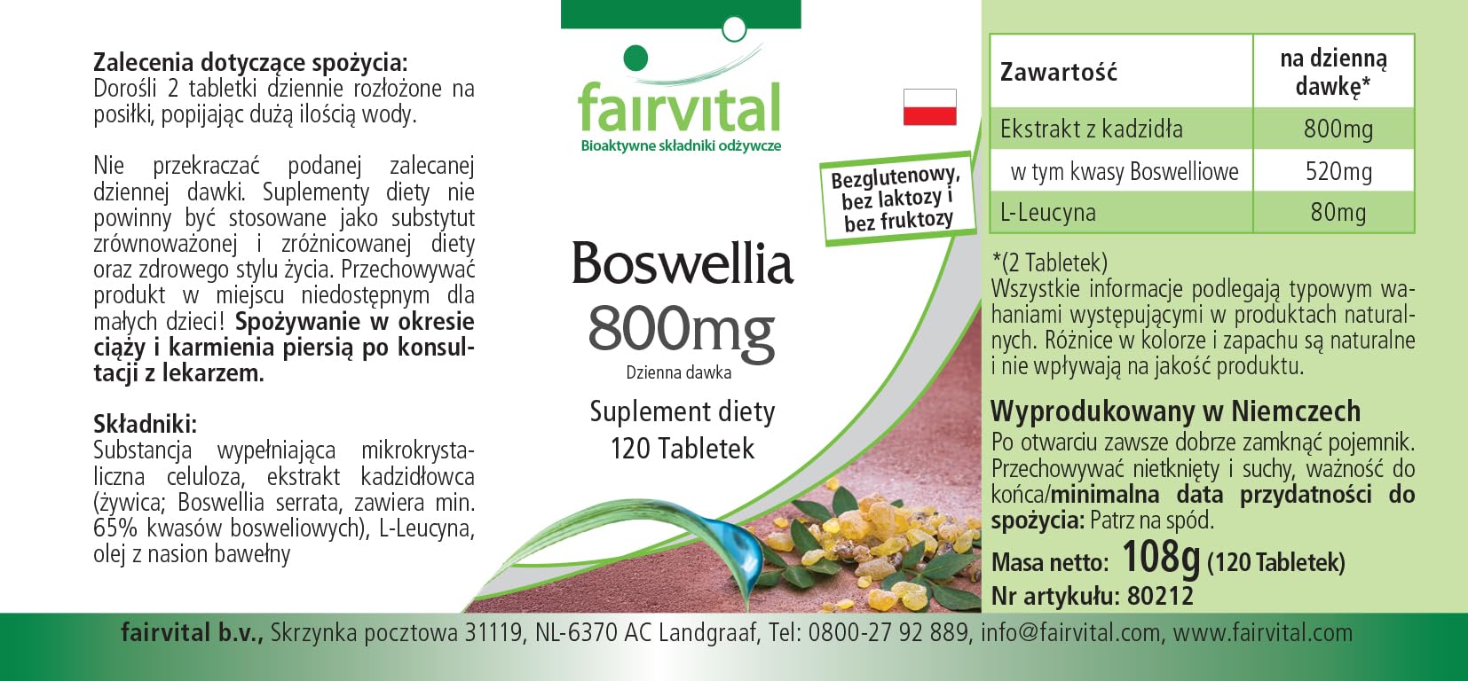 Comprimés d'encens fairvital, extrait de Boswellia serrata, dose journalière de 800mg, 360 comprimés (3 x 120), encens indien hautement dosé contenant au moins 65% d'acides boswelliques, végétalien