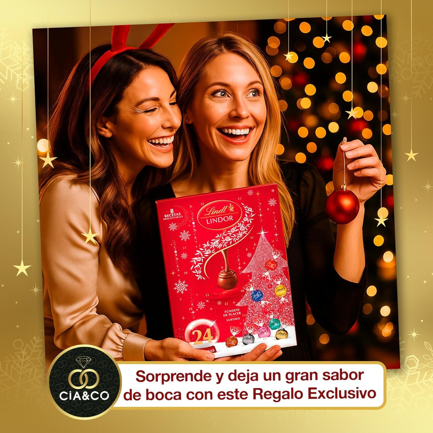 Lindt LINDOR Calendario de Adviento 2025 300 g 24 Bombones Chocolate Suizo Tarjeta Personalizable
