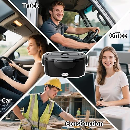 Miniatura 6 de Lonchera eléctrica para adultos, paquete de 2 contenedores de 1.5 L, 100 W, fiambreras de calentamiento rápido para hombres, calentador de alimentos