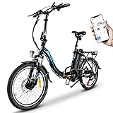 KAISDA E-Bike Klapprad 20 Zoll Elektrofahrrad Mit 250W Motor 36V 13Ah Abnehmbarem Li-ion Akku Bis 100km Distanz,7-Gang,Pedelec Ebike E-Citybike E-Fahrrad F&uuml;r Erwachsene,Schwarz