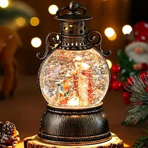 Amazon.com: MacaRio Snow Globe Lantern Lighted Musical Glittering Water ...