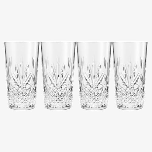 Miniatura 3 de Vasos grandes de plástico Highball para beber, inastillables y reutilizables, acrílico transparente, juego de 4 unidades, vasos de cristal similar,