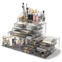 Readaeer Makeup Storage Box, Cosmetic Storage, Extra Large Capacity, Makeup Case, Makeup Box, Makeup Storage Case, Cosmetics Holder, 4 Tiers Clear