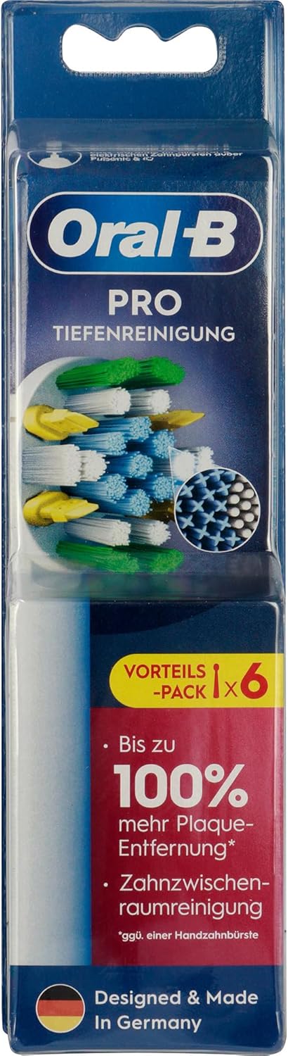 Oral-B Pro Deep Cleaning - Original Toothbrush Heads for Electric Toothbrush - Deep Teeth Cleaning, Replacement Brushes with X-Shaped Bristles, Toothbrush Attachment, Made in Germany - White, Pack of