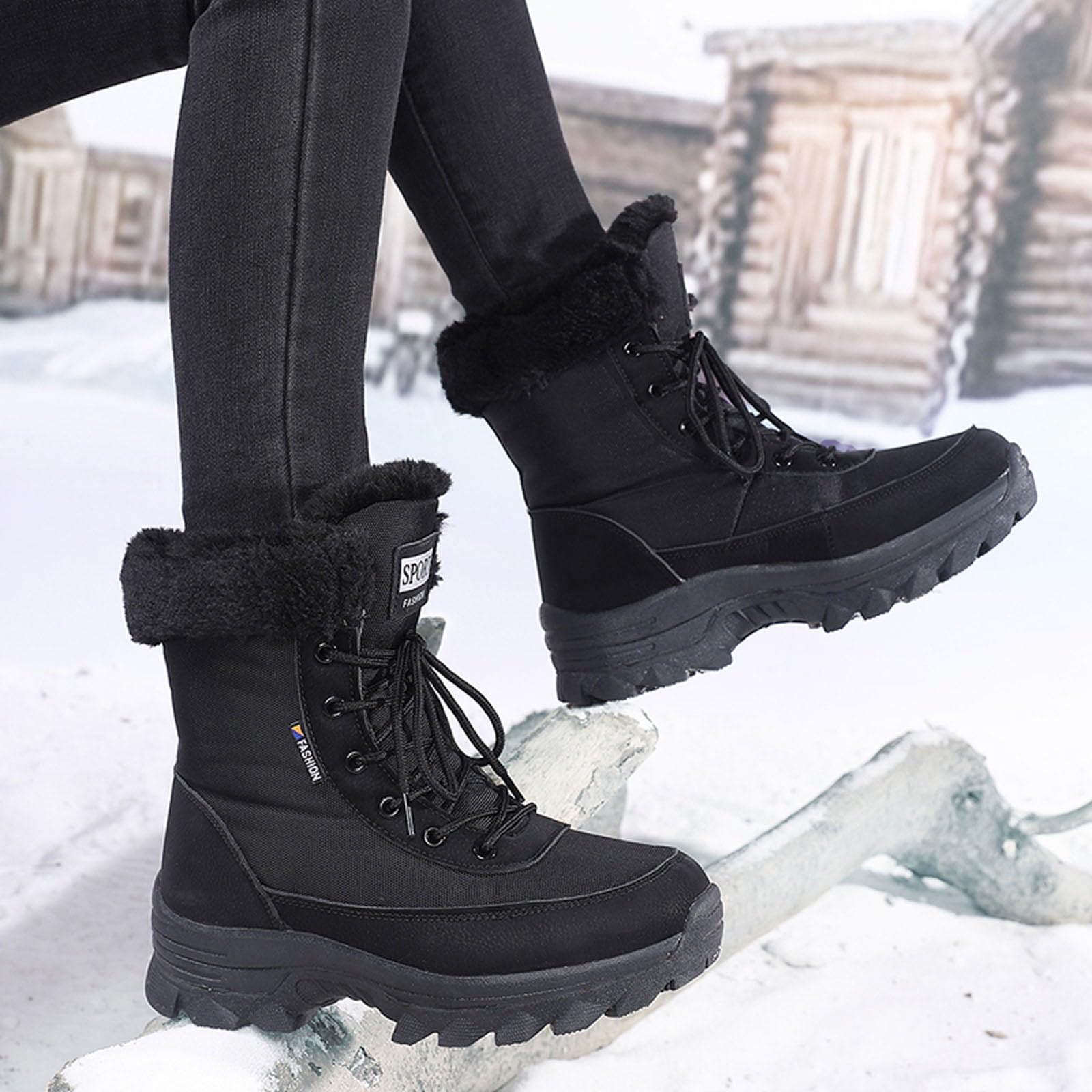 Snowboot DamenPflegeleichte Damen-Winterschuhe für kaltes Wetter mit Rutschfester Sohle warmem Innenfutter stilvolle Stiefeletten für Schnee Frost