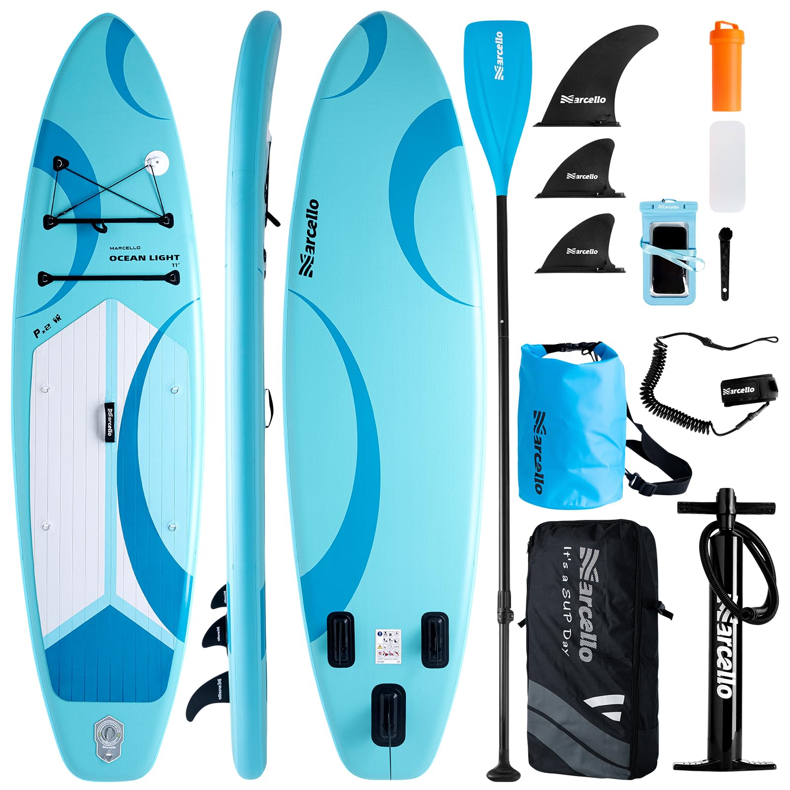 Paddle board, 11’x 35" x 6" Ultra-Wide Inflatable Paddle Board for Adults, SUP Board with Backpack, Waterproof Storage Bag, Hand Pump, Waterproof Phone Case Repair Kit for Yoga, Fishing, Surfing