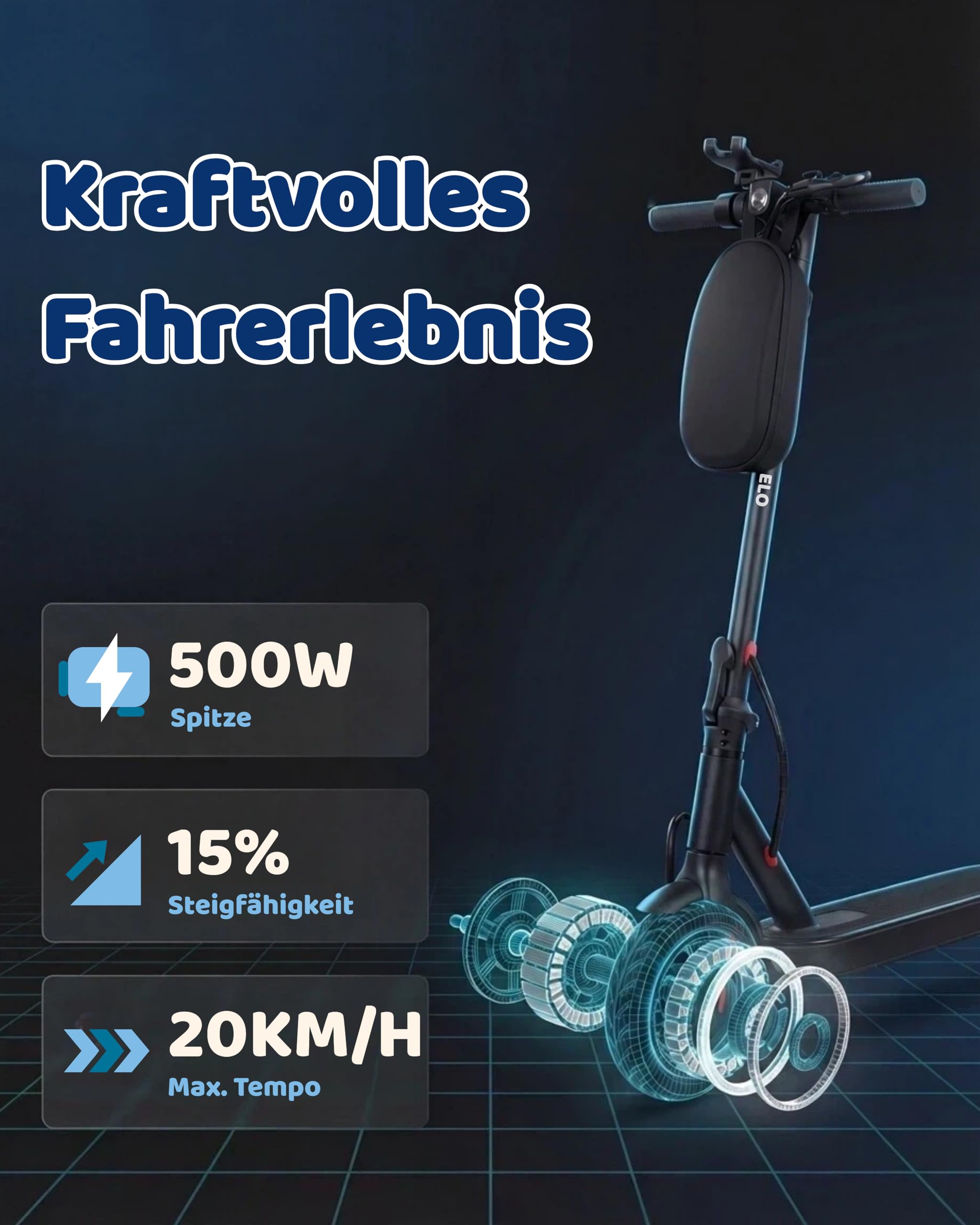8,5'' Luftreifen E-Scooter mit APP, Doppelbremsen Und Kinetische EnergierüCkgewinnungssystem, Bis Zu 30km Reichweite & 120Kg Traglast, mit StraßEnzulassung