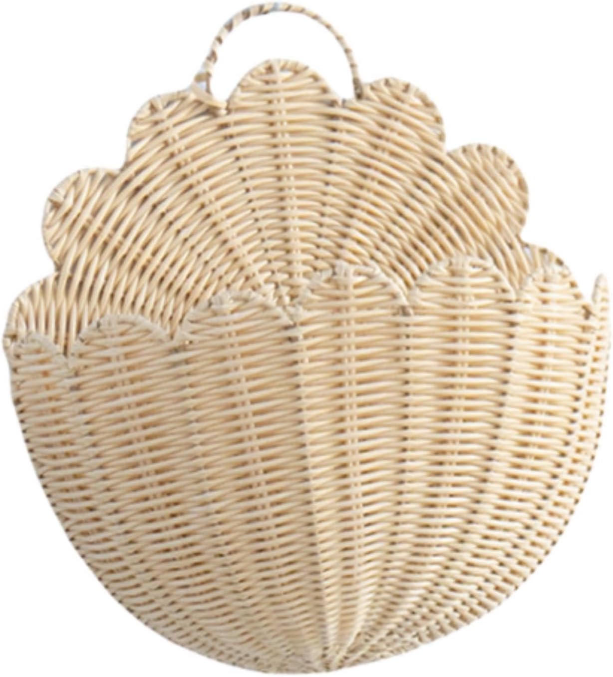 Baoblaze Wall Hanging Basket Storage Organizer Imitation Rattan Plants Multifunctional Decoration Home Flowers Home Decor Wall Baskets, XS