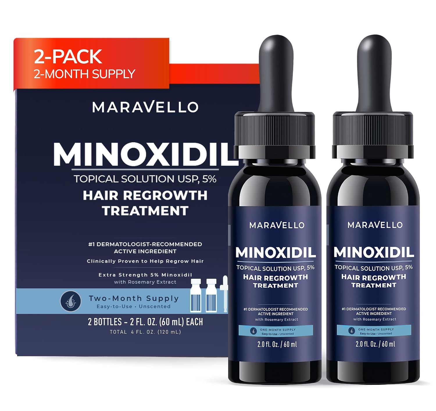 5% Minoxidil Hair Growth Treatment for Men & Women, Extra Strength, 4 fl oz