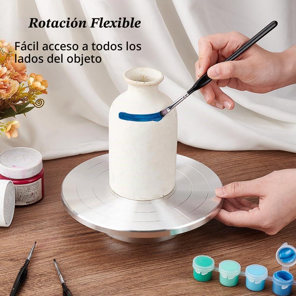 UNICRAFTALE Rueda de cerámica de 19,6 cm, tocadiscos giratorios de aleación, rueda giratoria para esculpir, soporte de cerámica con rodamientos de bolas, accesorios para decoración de cerámica