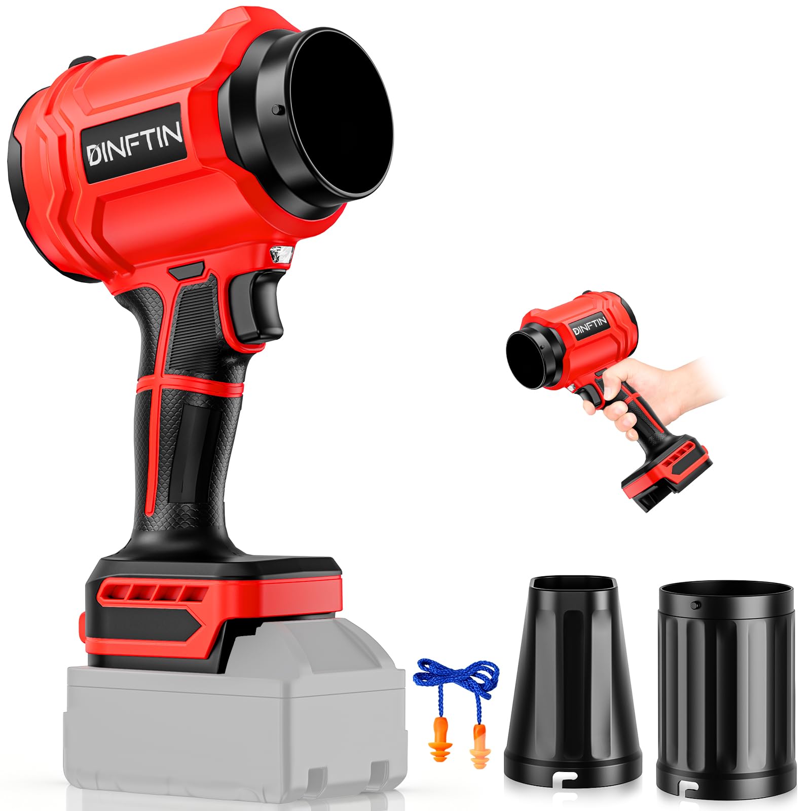 Soffiatore per foglie senza fili, compatibile con batteria Milwaukee da 18 V (senza batteria), mini soffiatore a getto turbo con 2 ugelli, spinta 500 g, 30000 giri/min, ventilatore portatile per patio