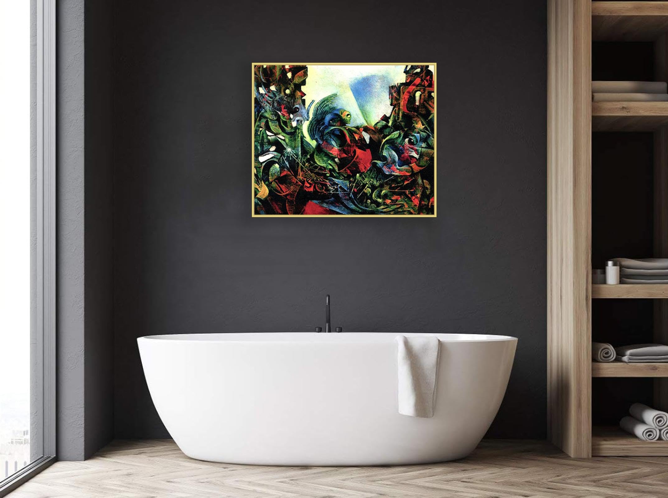 RXNHGJDS Cuadros Surrealismo,Max Ernst,poster surrealismo,Intitulado,Cuadros Pintura Abstracta Famosos,ReproduccióN de Obras de arte CláSicas,Lienzo arte de Pared Para70x85cm(27x33in) Marco dorado