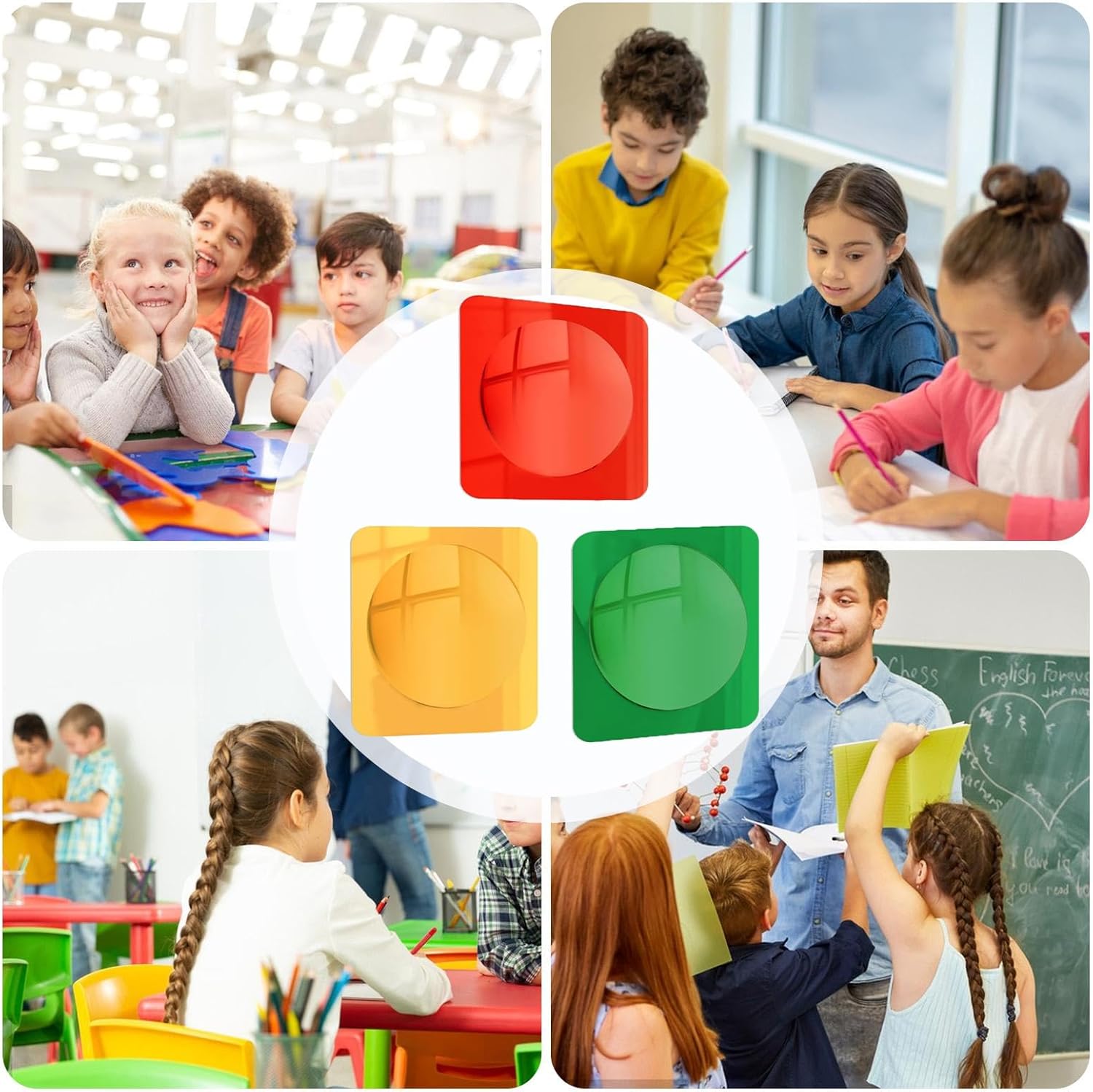 Reflexive | Sensory Wall Mirror for Classrooms | 3 Piece High Frame with Tactile Texture Logic & Acrylic Safety Hardware for Preschools, Feelings, Suites and