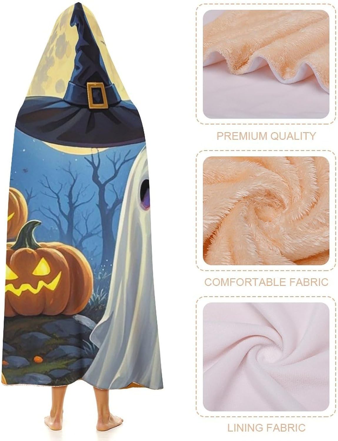 Ghost Painting Wearable Hooded Blanket, Ultra Soft Arctic Velvet Cape Cloak Unisex - Cozy Wearable Blanket