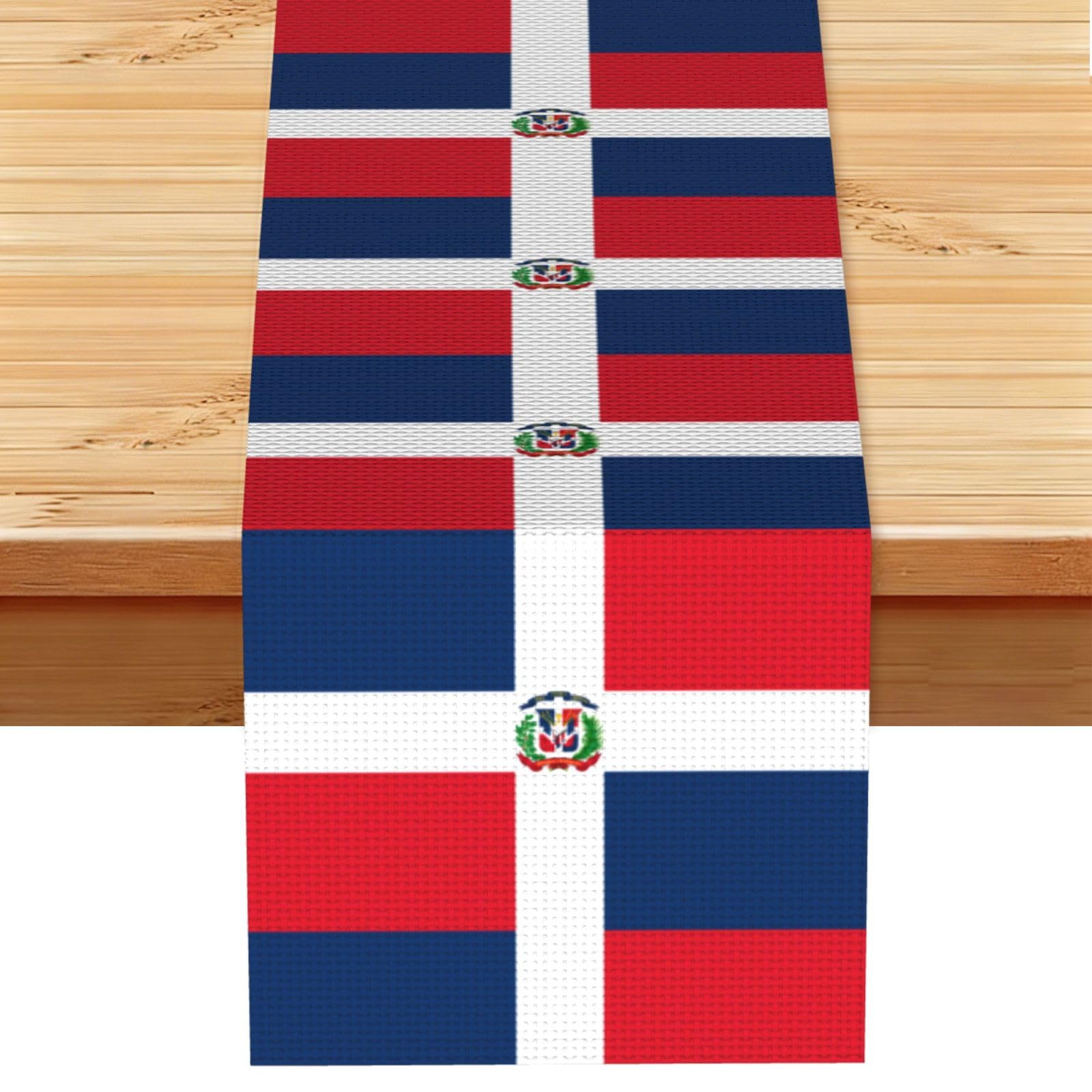 Dominican Republic Linen Look Table Runner 13x72-Wrinkle Resistant Farmhouse Style for Dining Table Decor