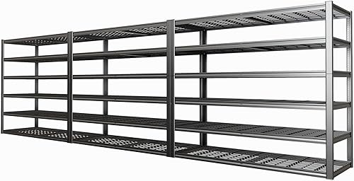 Miniatura 11 de Estantería de garaje resistente de 65 pulgadas de ancho, estantes de garaje de 6 niveles, estantería de almacenamiento ajustable, estante de metal