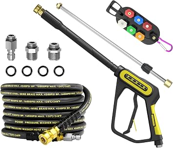 3/8 Pressure Washer Hose 25FT and Gun 3 in 1 with 40 Extension Wand