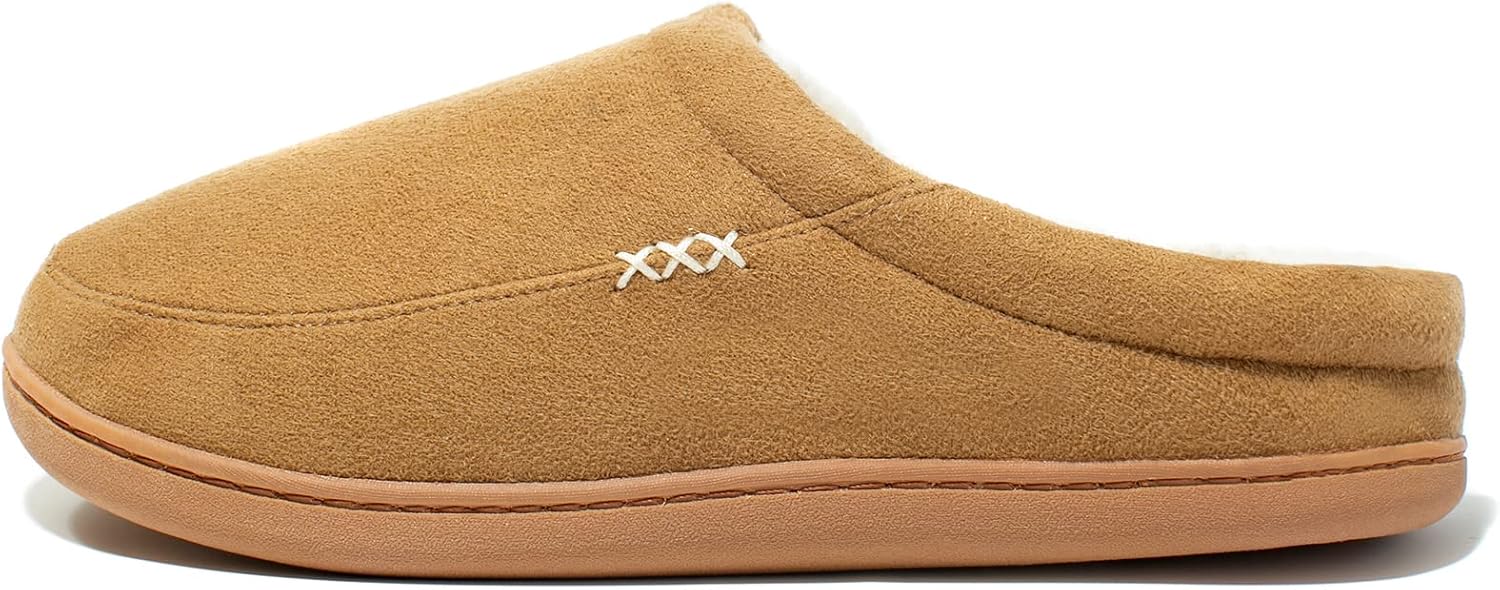 NewDenBer Men's Warm Memory Foam Suede Plush Fleece Lined Slip on Indoor Outdoor Clog House Slippers - Image 4