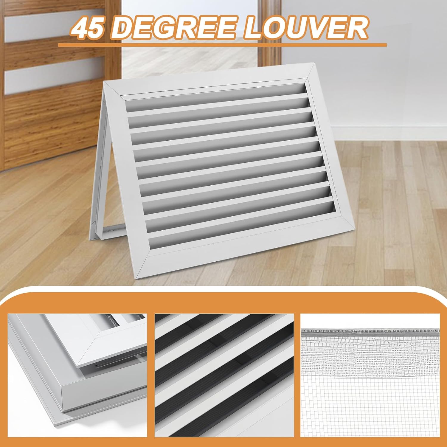 XTDBMBB Large Ventilation Grille, Double-Sided Louvered, Aluminum Vent Cover, Silver-Gray Door Vent Grille for Wardrobe Doors, Cabinets, Bathrooms, Garage Door Ventilation Grilles, 20"×12"