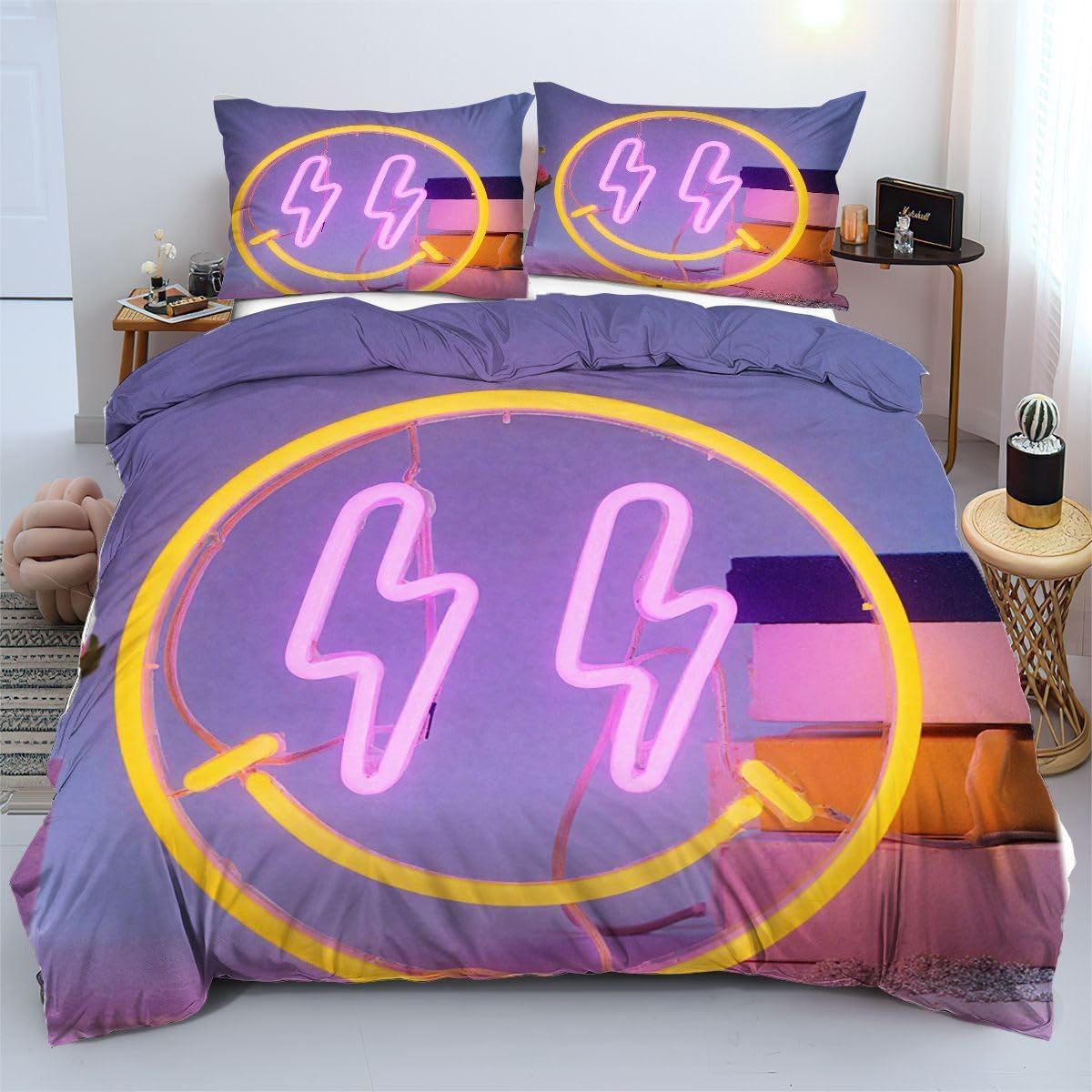 Parure de lit 240x260 cm Smiley Jaune : la solution anti-transpiration en microfibre