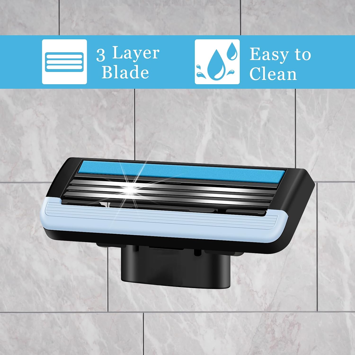 24PCS Razor Blades Refills Compatible with Mach3 Razors, Replaceable Blades with 3-Layer Stainless Steel Blades