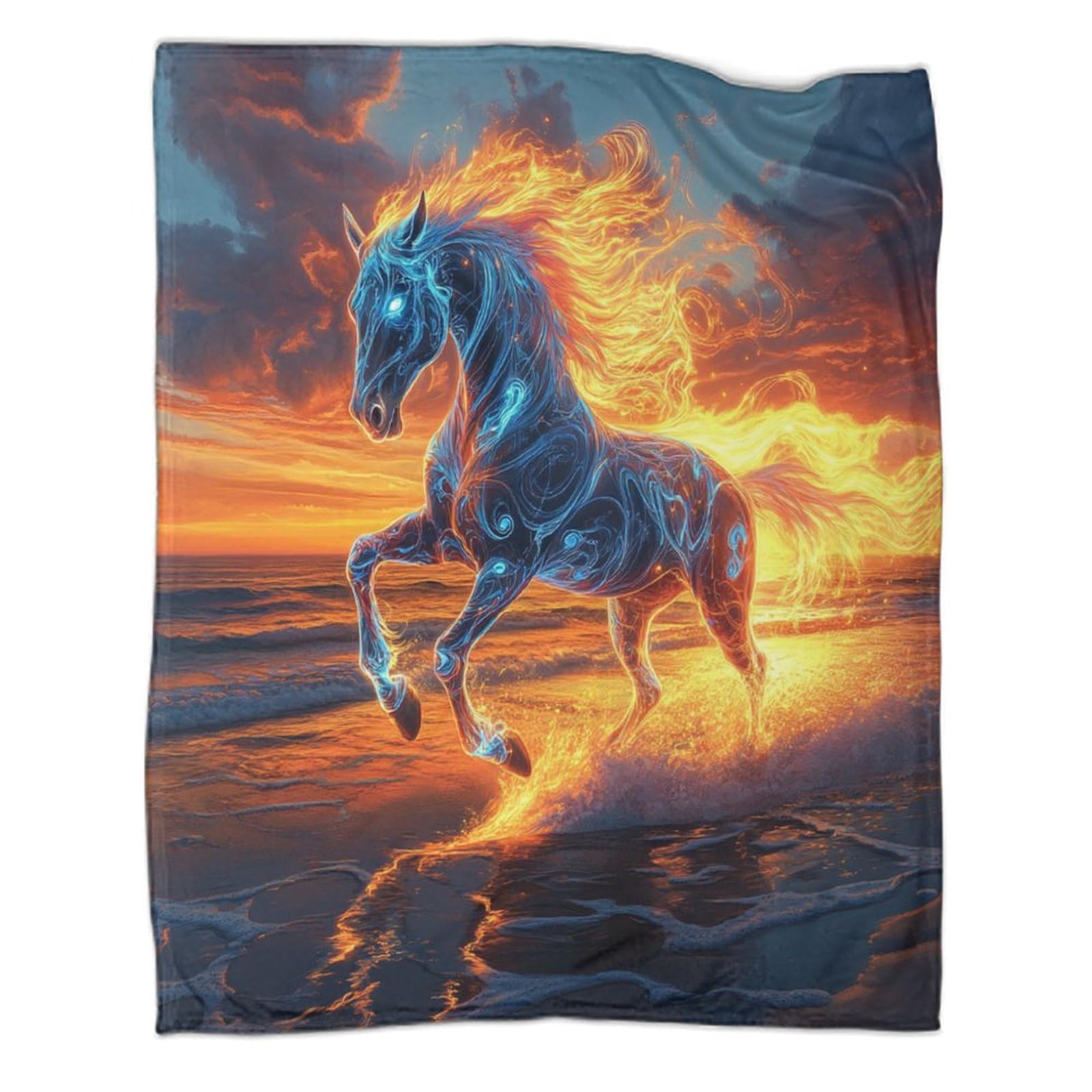 Couverture polaire beau cheval pour cocooning au salon sur votre canapé