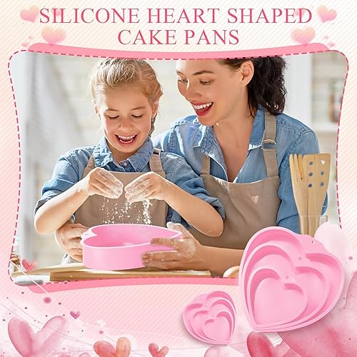 Miniatura 10 de Moldes de silicona con forma de corazón, 3 unidades, moldes de silicona para el día de San Valentín, moldes para hornear de corazón de 4, 6 y 8