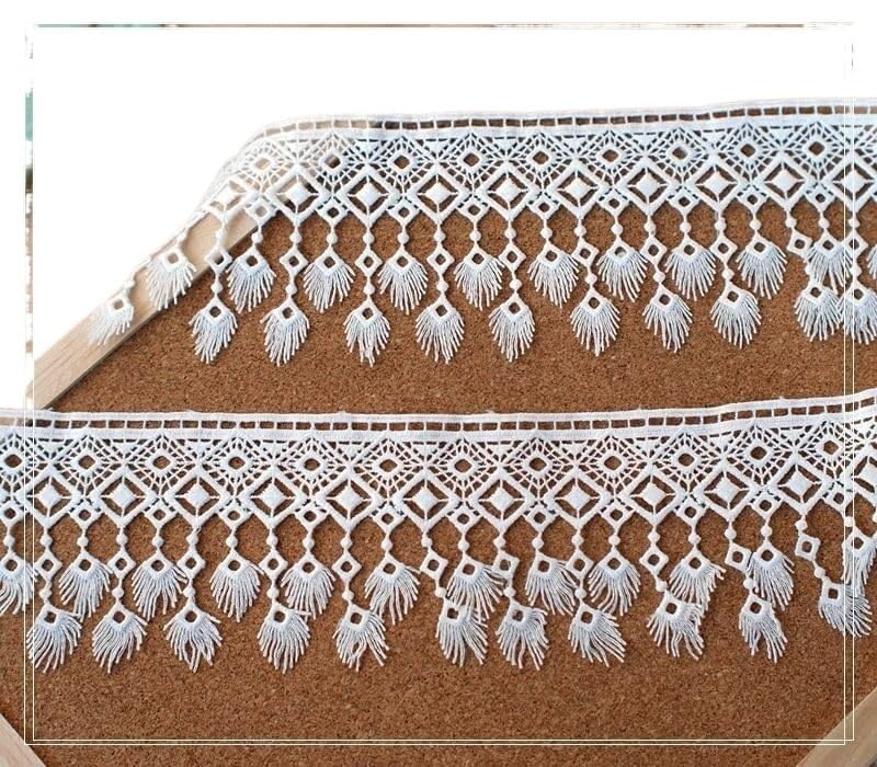 Garniture à franges en dentelle brodée de 5 mètres