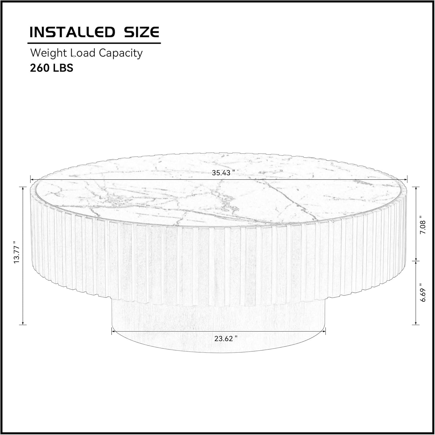 35.43'' Nesting Round Coffee Table Sintered Stone Tabletop, Modern Circle Coffee Table for Living Room, Luxury Furniture Center Table ASH