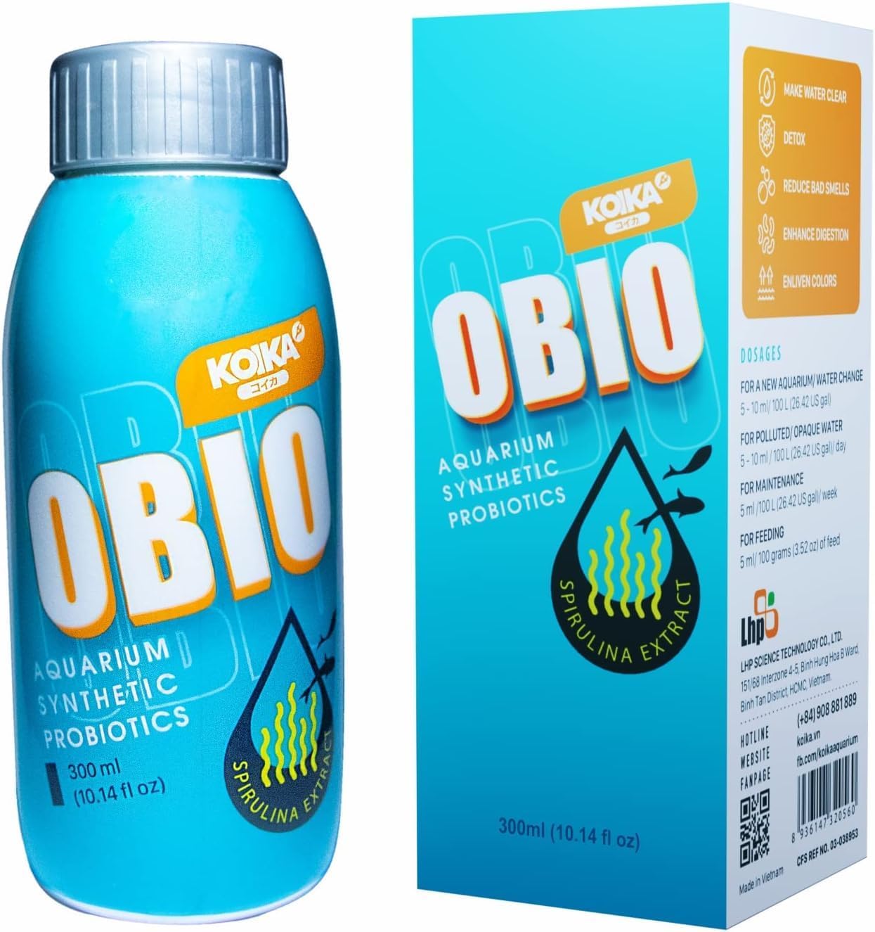 KOIKA OBIO Aquarium Water Treatment, Quick Effect (After 8-10 Hours), Improvement of Digestion and Immune Systems, Enhance Growth of Fish & Shrimp (Liquid, 750ml (25.36 fl oz))