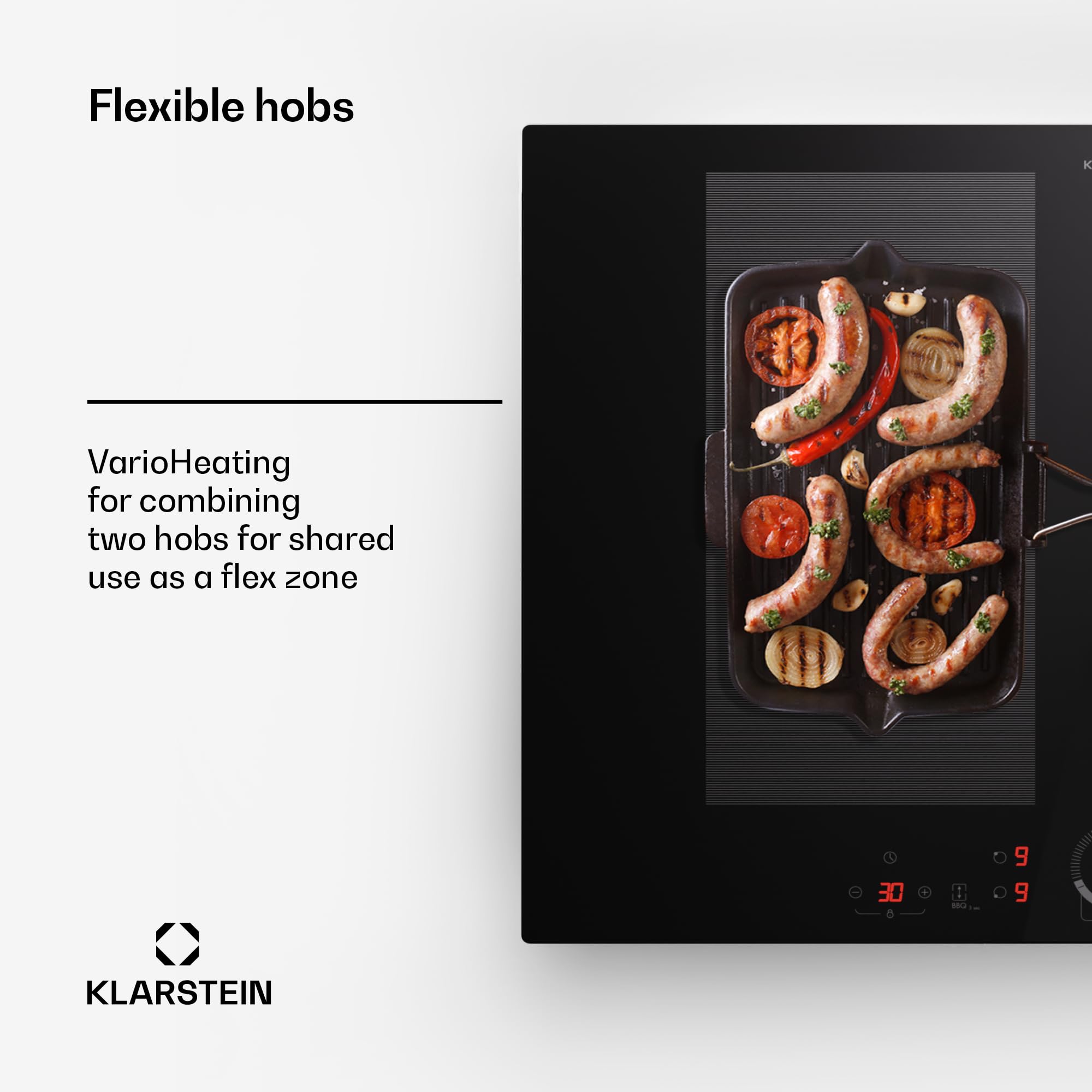 Klarstein induction hob, glass ceramic 7000W induction hob with 4 plates, built-in induction plate with touch display and timer with overheating protection — view 4