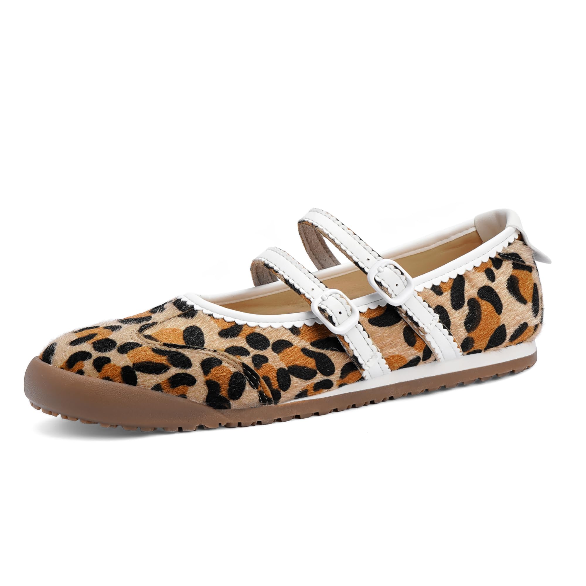Tigeridea Mary Jane Sneakers Two Strap Rounded Toe Ballet Flats for Women