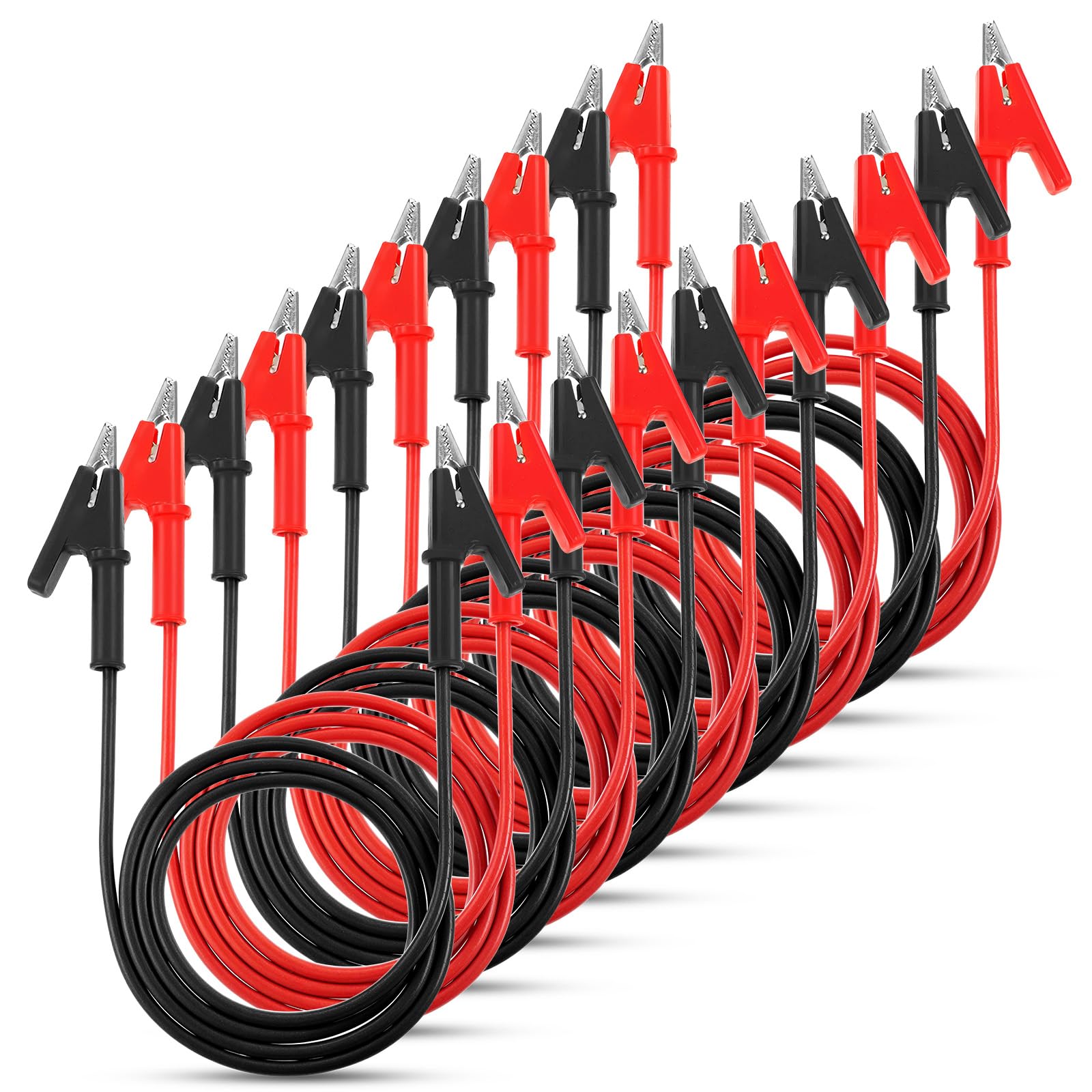 10 PCS Alligator Clips Test Leads 3.3 Ft/1M 1500V 15A Dual Ended