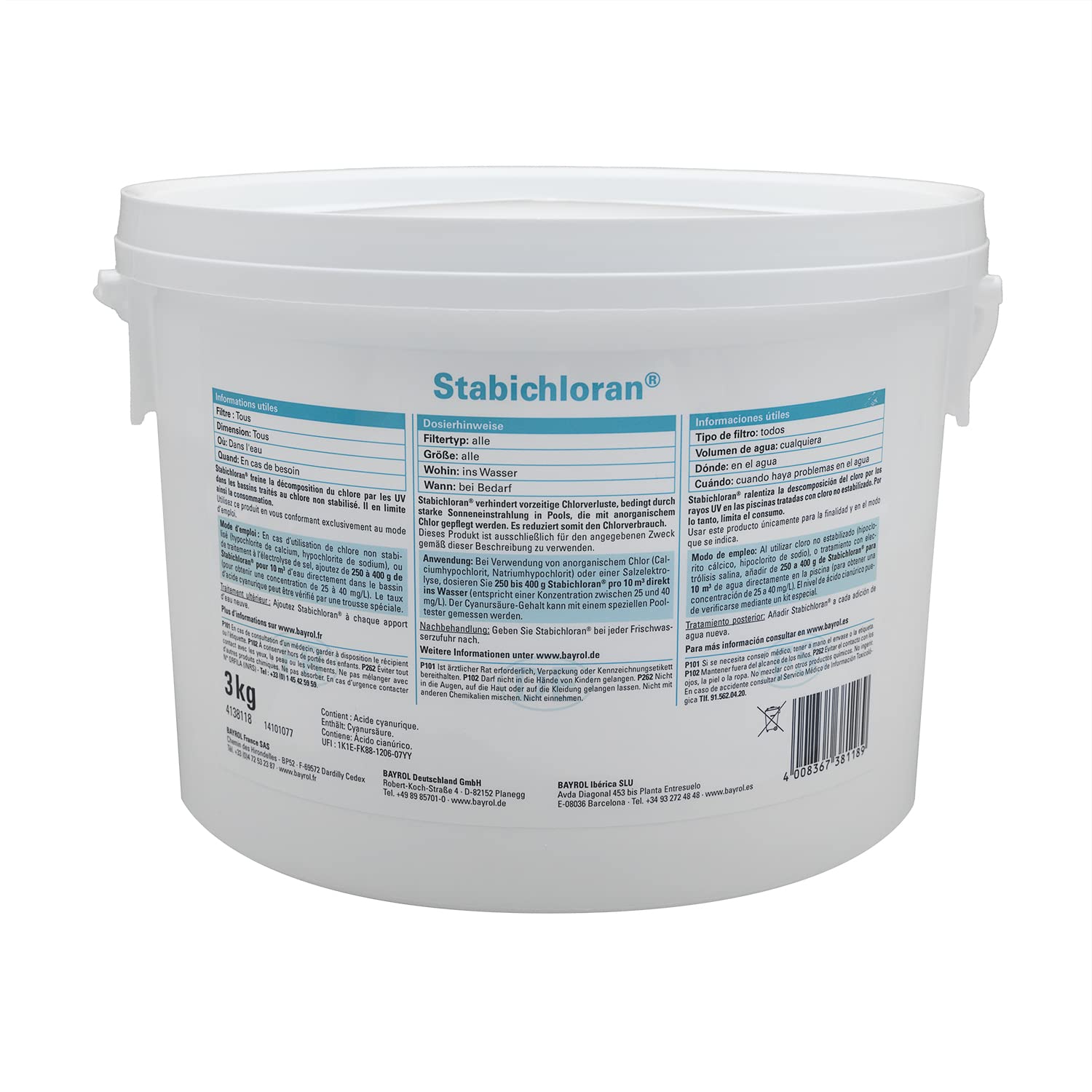 BAYROL STABICHLORAN Granulés - 3kg | Stabilisant du Chlore + 10 Tests HPS OFFERTS 6 en 1