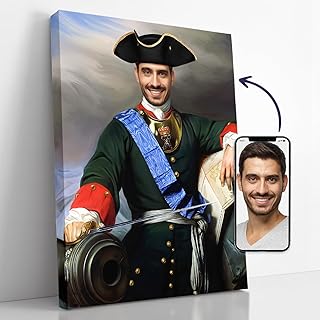 Turn Me Royal Custom Portrait from Photo, Canvas Wall Art as Unique Birthday Gift for Men, Turn Him into Historical Figure (Sea Wolf, 12" x 16")