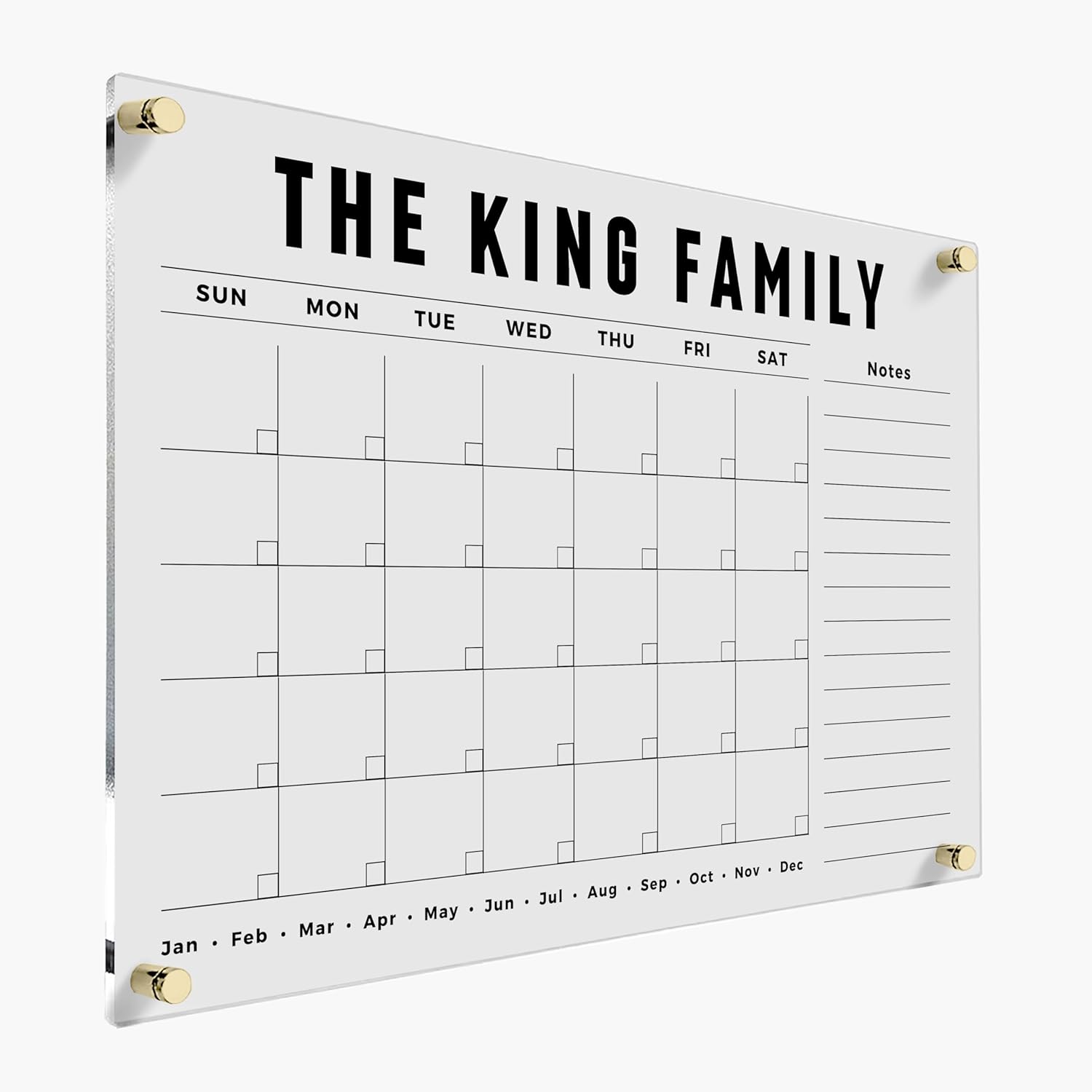 Acrylic Family Planner Large Personalized Calendar 2026 Dry Erase Board Command Center Monthly Planner Monthly and Weekly Acrylic Reusable Calendar 2026