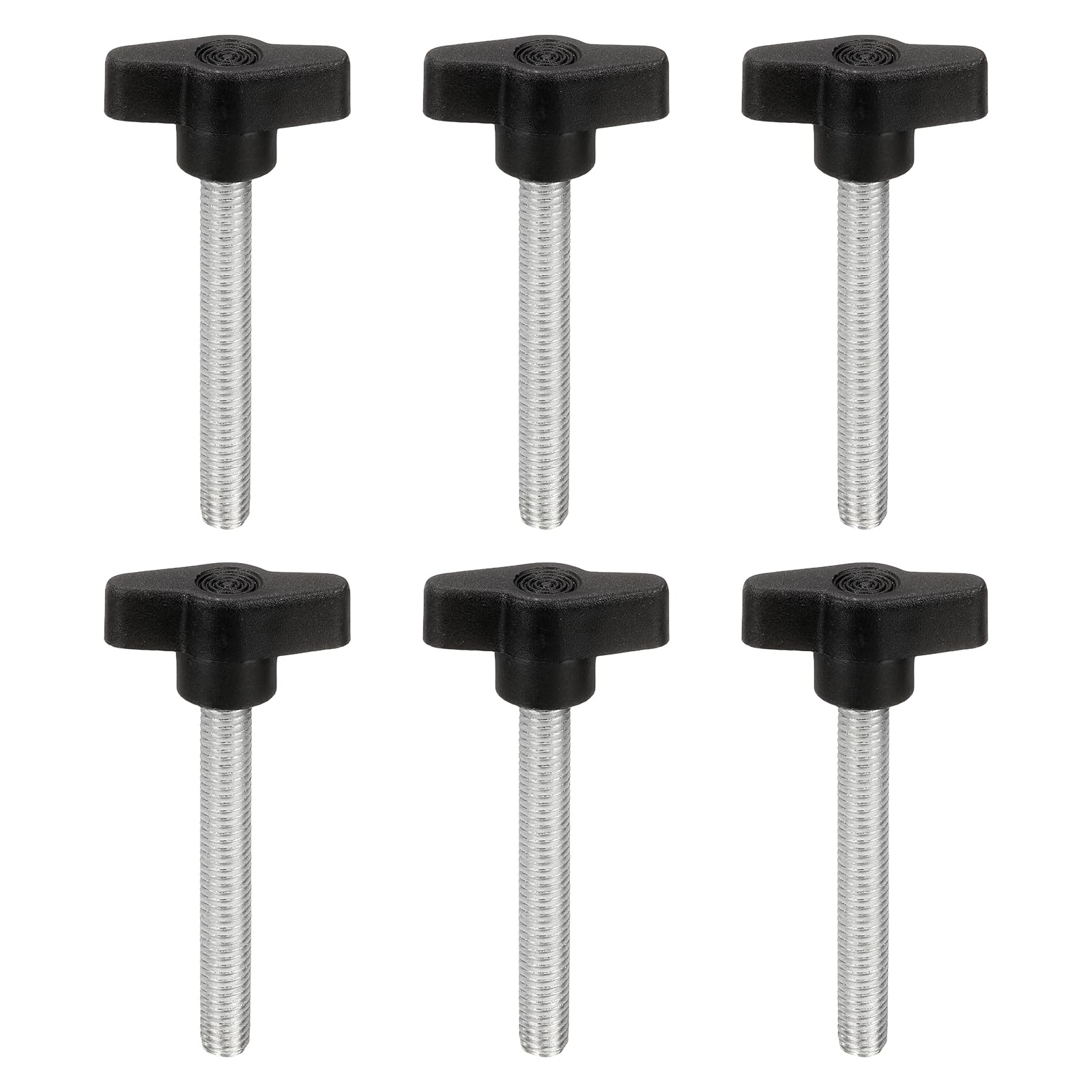PATIKIL M8 x 60mm Tee Wing Thumb Screws, 6Pcs Carbon Steel Mechanical Handle Bolt Thumb Screws for Remove Replace Hand Clamping Tightening Knobs Power Supply, Black