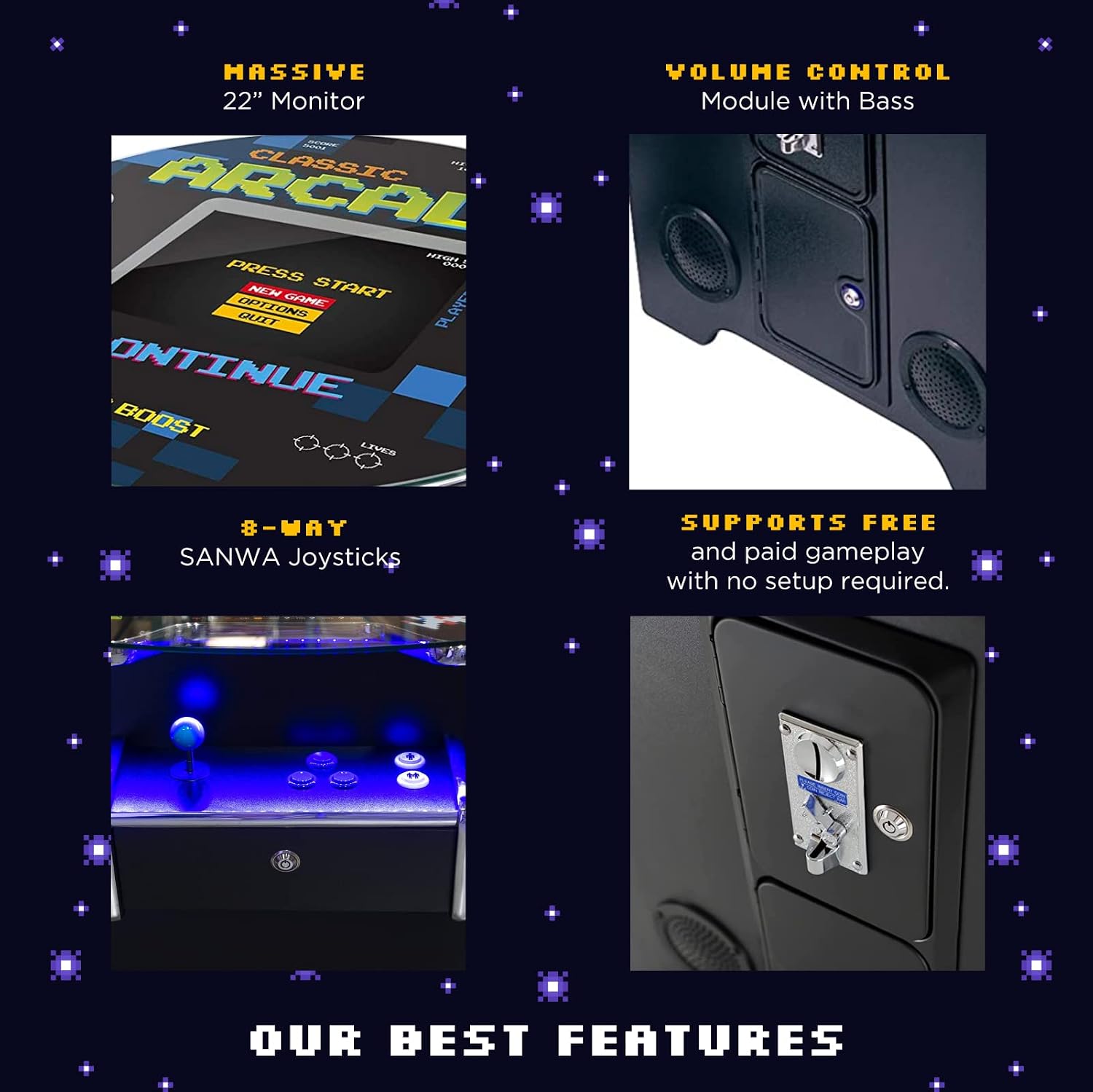 Creative Arcades Full Size Commercial Grade Pub Arcade Machine | 2 Player | 60 Games | 22" LCD Screen | Round Glass Top | 2 Sanwa Joysticks | 2 Stools Included | 3 Year Warranty