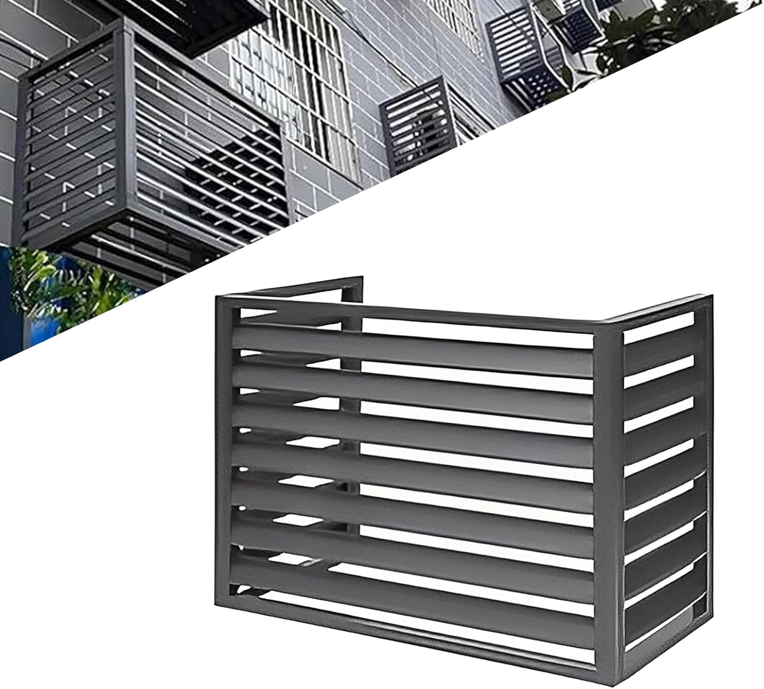 23P Cover for Air Conditioning Air Conditioning Cover Heat Pump Protective Grille for Air Conditioners and Heat Pumps with Slats Easy to Install Fence for Hiding Air Conditioning