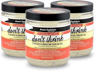 Aunt Jackie's Flaxseed Recipes Don't Shrink Elongating Hair Curling Gel for Natural Curls, Coils & Waves, Helps Prevent Dryness & Flaking, 15 oz Each,(Pack of 3)