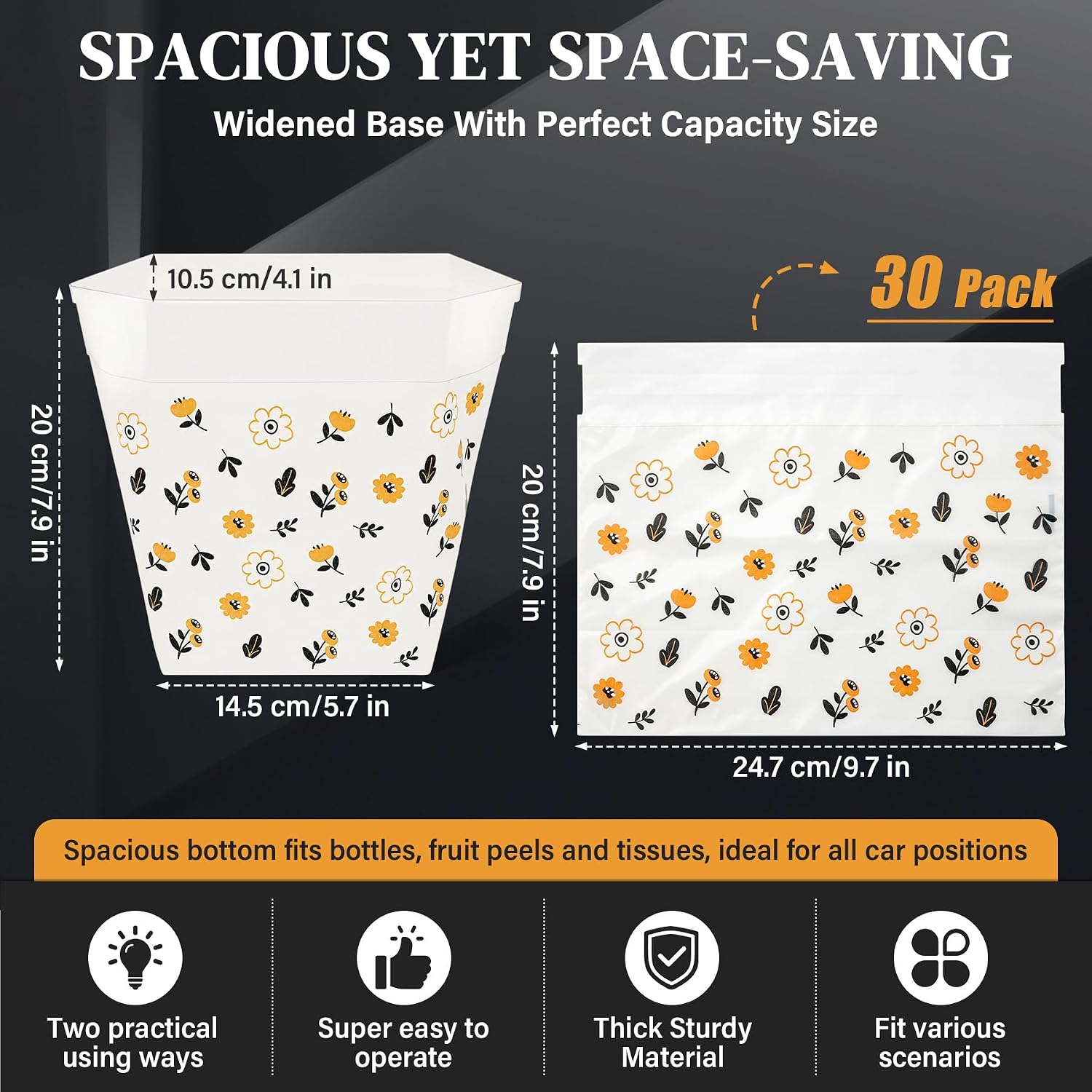 30 Pack Disposable Car Trash Bags Self-Adhesive Leak Resistant image 2