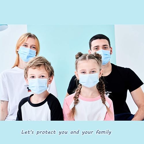 Miniatura 7 de Mascarillas faciales desechables para niños, paquete de 50 unidades, edades de 5 a 12 años, máscaras de seguridad de 3 capas con filtro para uso