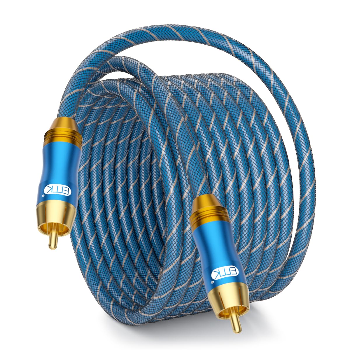 EMK Digital Coaxial Audio Cable for Audiophile 75-Ohm SPDIF Coax Subwoofer Cable RCA to RCA with OFC Core and Shielded (26ft/8m)