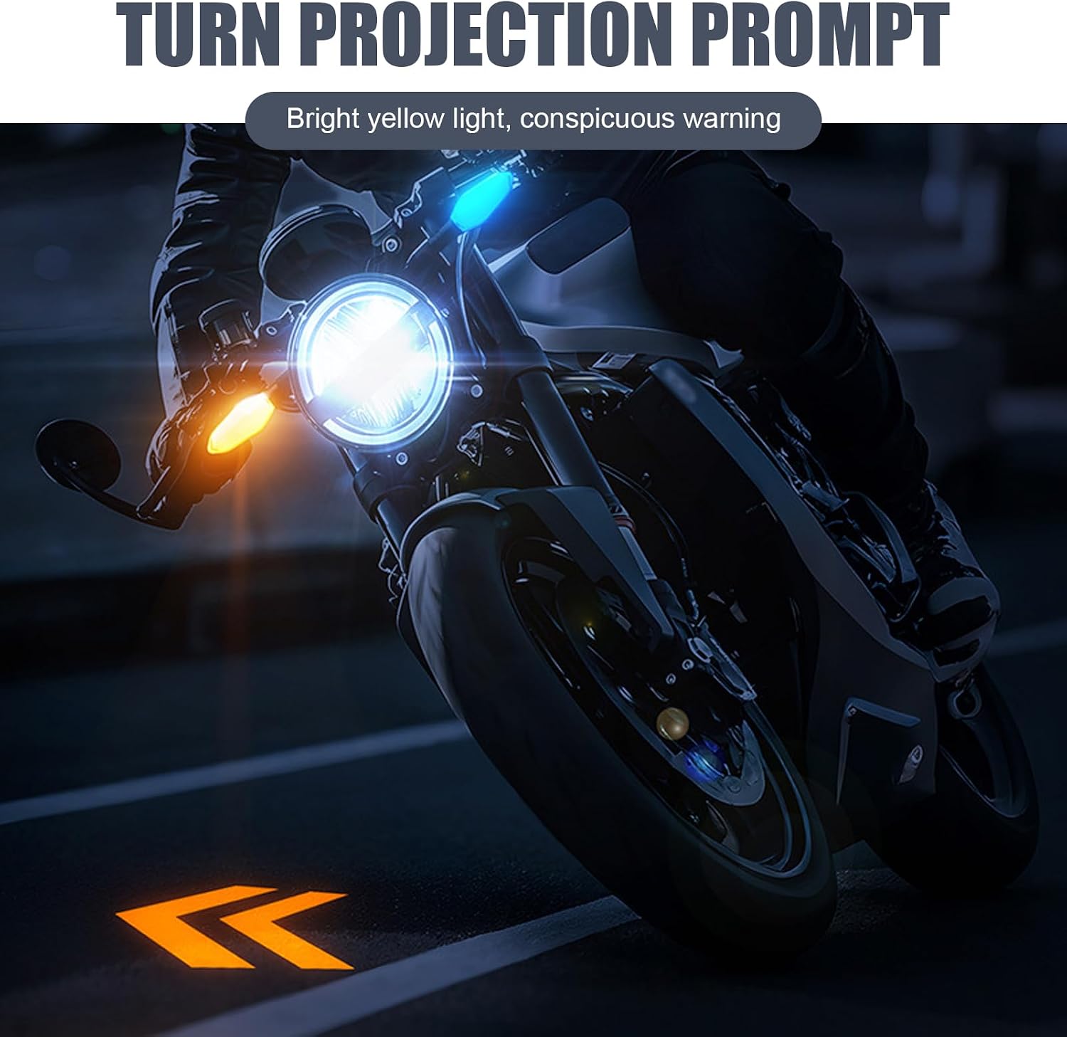 2 PCS Motorcycle Turn Signal Lights, Super Bright LED Projector Light with 27 Lighting Modes, Rhombus Waterproof RGB Dazzling Blinker, Universal Indicator Modification for Front Rear (Yellow)
